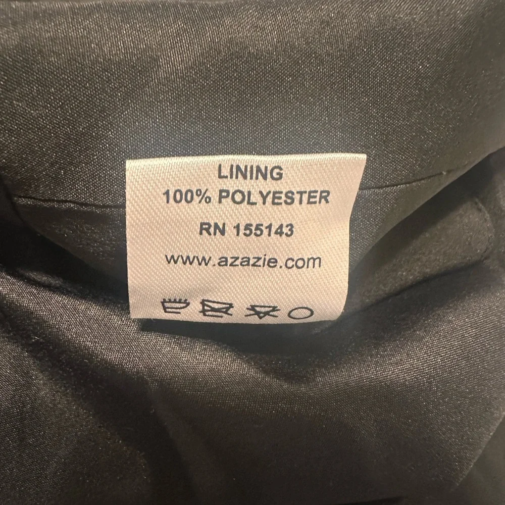 Azazie Black Julie Chiffon A-Line Bow Dress Size A6 - Picture 7 of 9